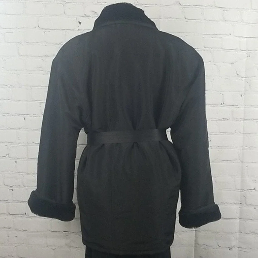 J. Percy for Marvin Richards black reversible faux fur coat. Size Small